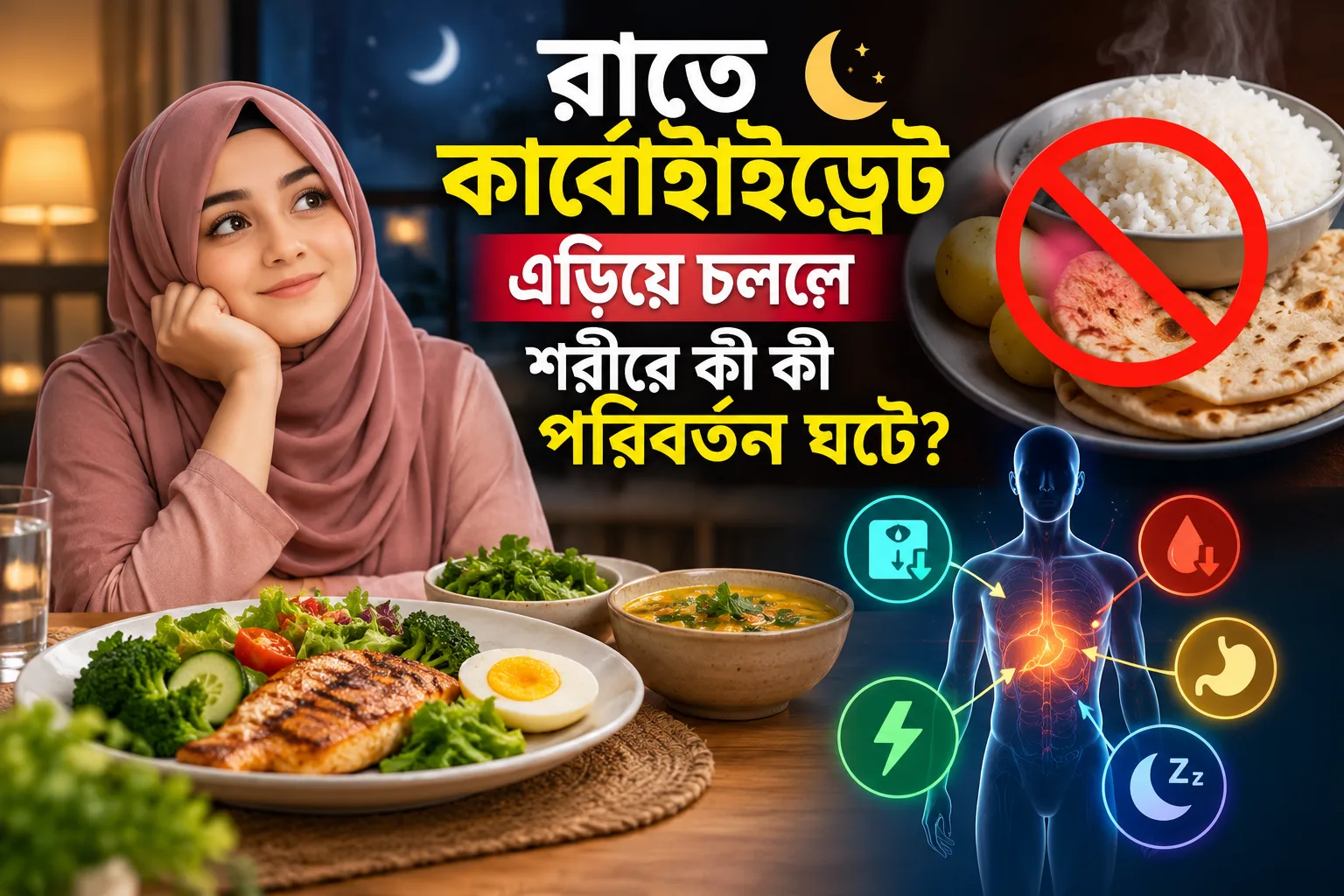 রাতে কার্বোহাইড্রেট এড়িয়ে চললে শরীরে কী কী পরিবর্তন ঘটে?