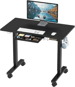 SHW Mobile Electric Standing Desk with Drawer & Hooks