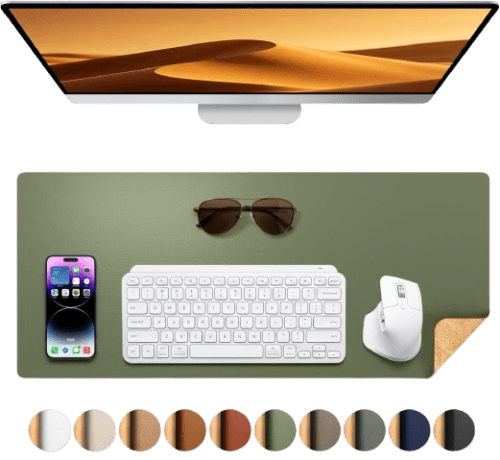 Aothia Dual-Sided Cork & Leather Desk Mat | Desk Protector