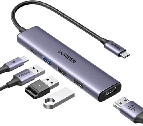 UGREEN 5-in-1 USB C Hub: 4K HDMI, 100W PD, 3 USB-A Ports