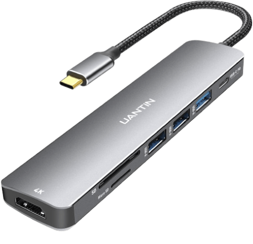 UANTIN 7-in-1 USB C Hub: 4K HDMI, 100W PD, Card Reader