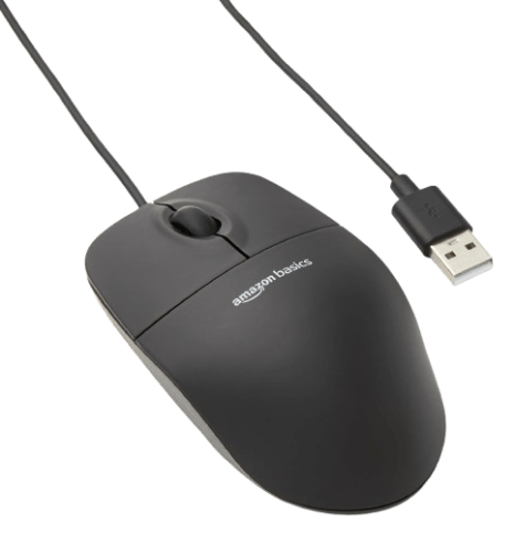 Amazon Basics 3-Button USB Wired Mouse - Plug & Play