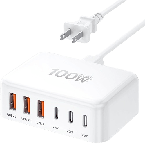 BREEKET 100W GaN USB C Fast Charger - 6 Port Hub