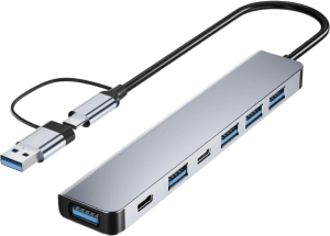 BERLAT 7-in-1 USB C/USB Hub: Aluminum, 5Gbps Data