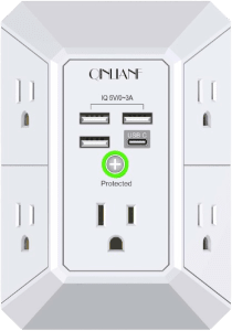 QINLIANF Wall Charger & Surge Protector - 5 AC, 4 USB