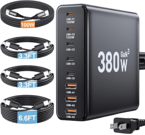 Ediliow 380W USB C Charging Station - 8-Port GaN Charger