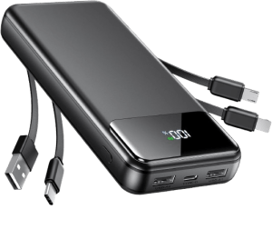 Ciunedr 40000mAh Power Bank: Built-in Cables, Fast Charge