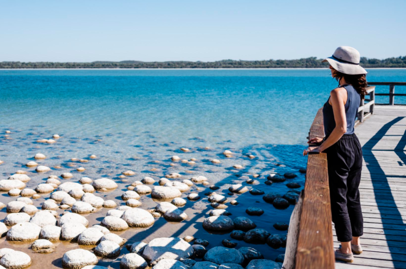 Boardwalk for world famous thrombolites to protect environment.