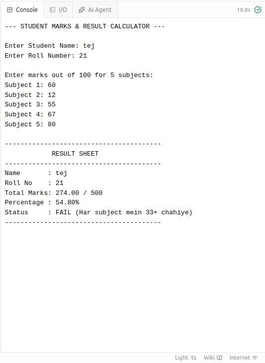 Fail Result Output
