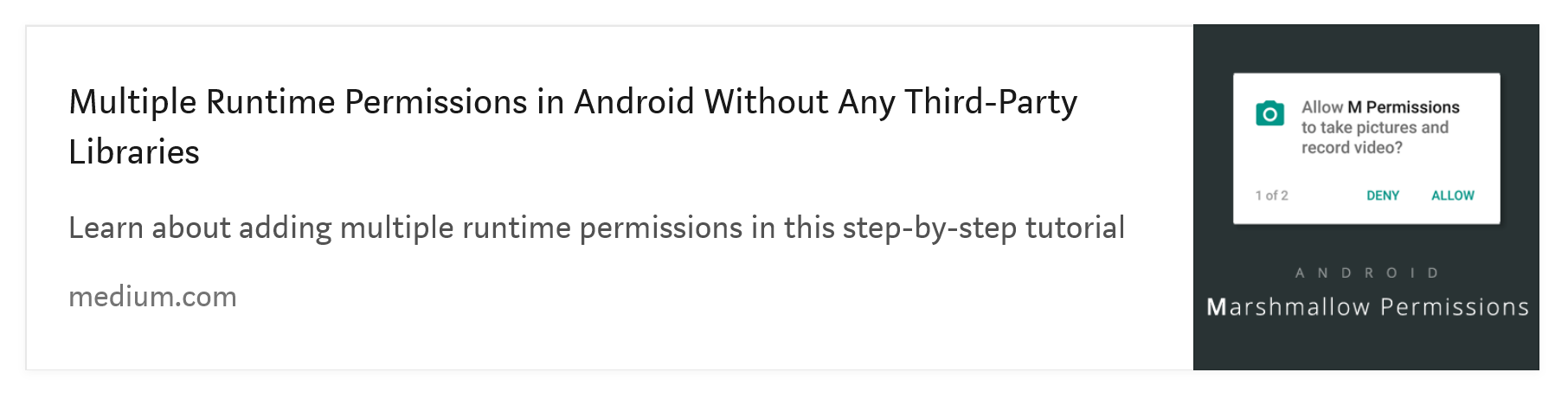 Multiple Runtime Permissions in Android Without Any Third-Party Libraries