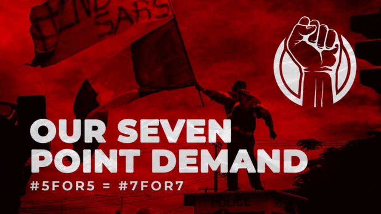 #EndSARS protesters highlight 7 demands for Buhari #EndSARS protesters highlight 7 demands for Buhari