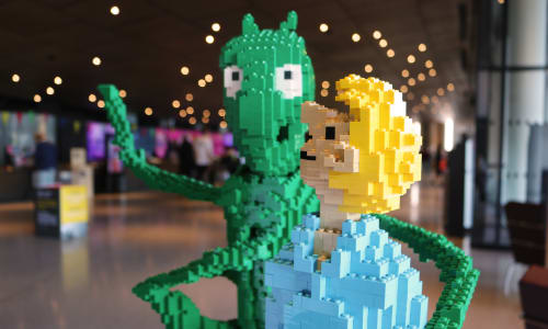 Giant Peach LEGO Dahl figures inside the Centre