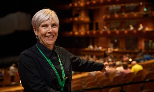A volunteer in the Donald Gordon Theatre
