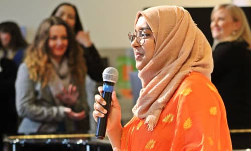 Jannat speaking at our International Women's Day Banquet