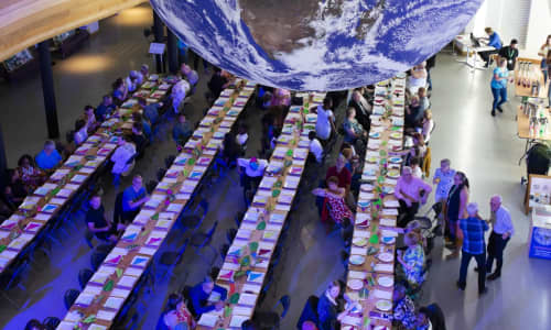 Our Wasteless African Supper Club under the Gaia art installation