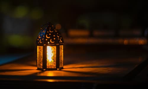 Ramadan light on top of a table at night