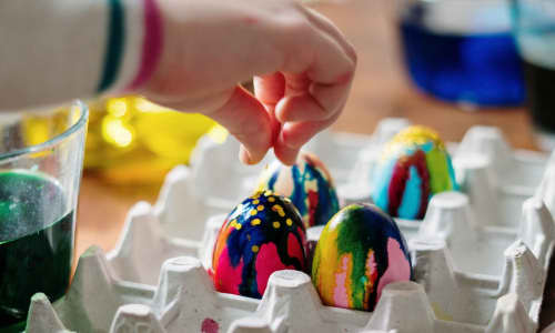 Easter eggs being painted