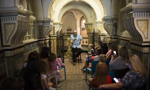 DJ Huw Stephens during a Dahl book reading in one of Cardiff's lesser known nooks