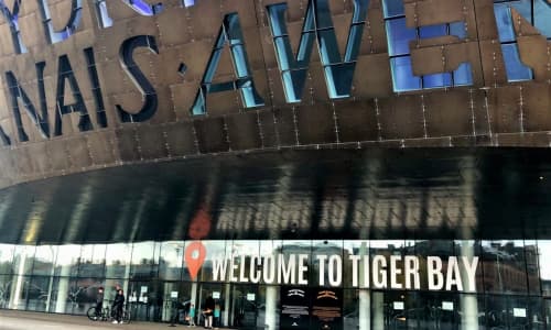 Cardiff Youth Council's Welcome to Tiger Bay artwork on the front of our building