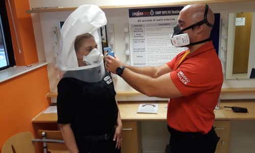 Protective mask fitting training