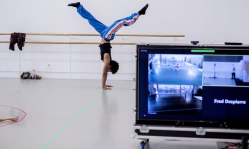 Rambert dancer with camera