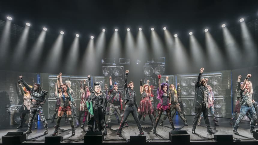 The cast of the musical sensation We Will Rock You, before it comes to Cardiff in April 2020