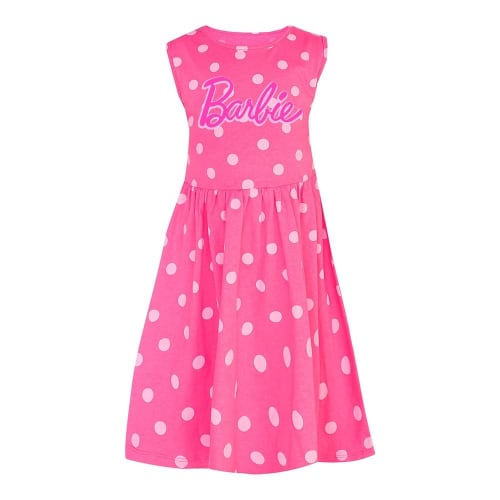 Vestido de niña, manga corta fucsia de Barbie