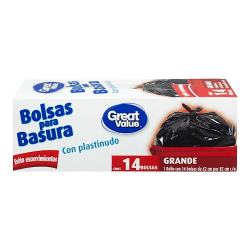 Comprar Bolsa Basura Great Value Negra 33 Galones - 20 Unidades