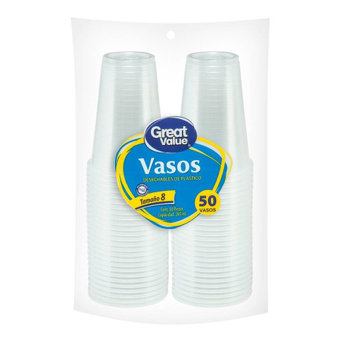 Vasos desechables Great Value tamaño 8 50 pzas