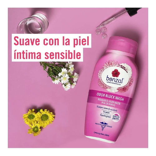 Shampoo íntimo Benzal Femenino Tecnología Odor Block Hipoalergénico Sin Jabón 240 Ml Bodega 5320