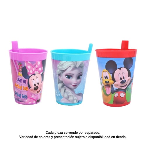 Kit 48 Vasos Plástico Popote Integrado 250ml Fiesta Infantil