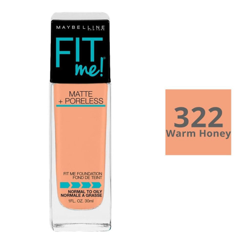 BASE FIT ME MATTE + PORELESS FPS 22 322 WARM HONEY MAYBELLINE