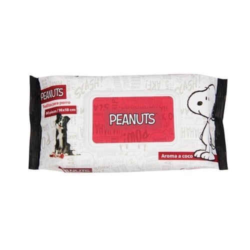 Toallitas húmedas para perro Peanuts aroma coco 80 pzas