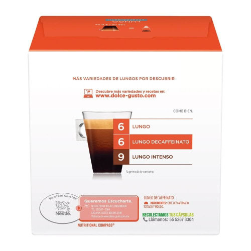 DOLCE GUSTO Lungo Descafeinado (6) - Pack De 16 Cápsulas - Grup Berca  Distribucions