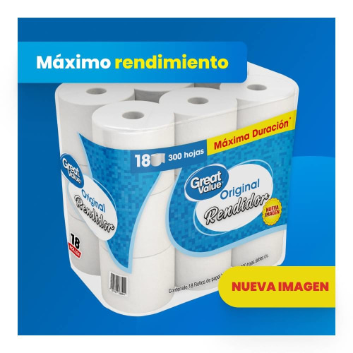 Papel Higiénico Great Value Original 18 Rollos Bodega Aurrera Despensa A Tu Casa 