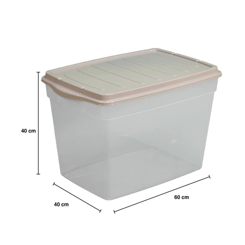 Caja de Plástico con Tapa Transparente 60 Litros
