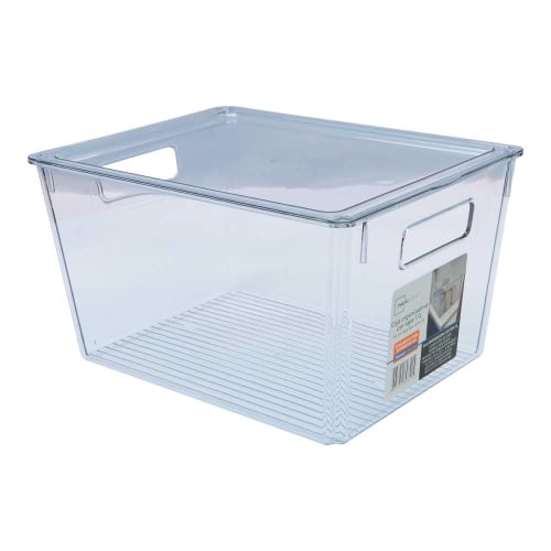 Caja organizadora plástica de 11 litros con tapa, transparente