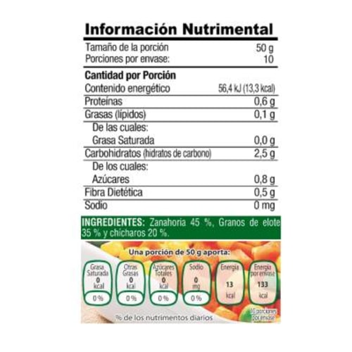 Verduras congeladas Great Value zanahorias y chícharos 500 g