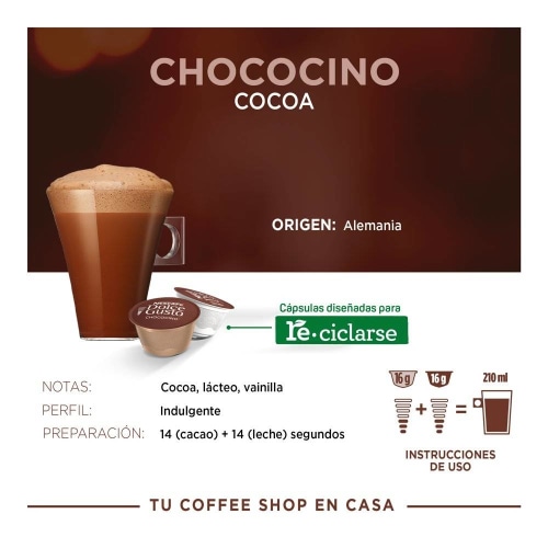 Cápsulas de chocolate Nescafé Dolce Gusto chococino 16 pzas