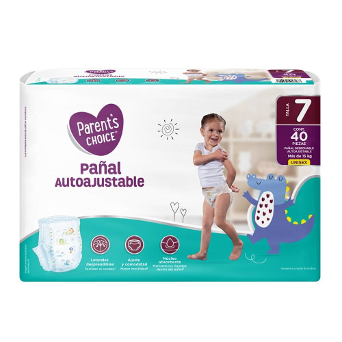 Pañales Parent's Choice talla 7 unisex 40 piezas