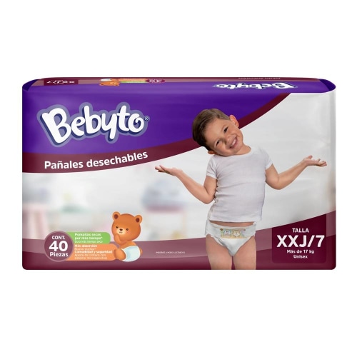 Pañales Bebyto talla 7 xxj unisex 40 piezas