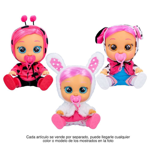 Muñeca Cry Babies Dressy Bebe Lloron Con Pelo Real Varios