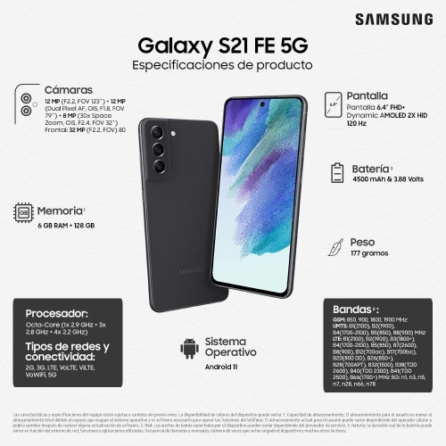Teléfono Celular Galaxy S21 FE 5G Gris – SAMSUNG – Ap Tecnologia