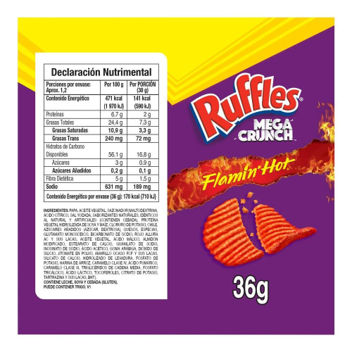 Botana Ruffles sabor chile y limón 36 g