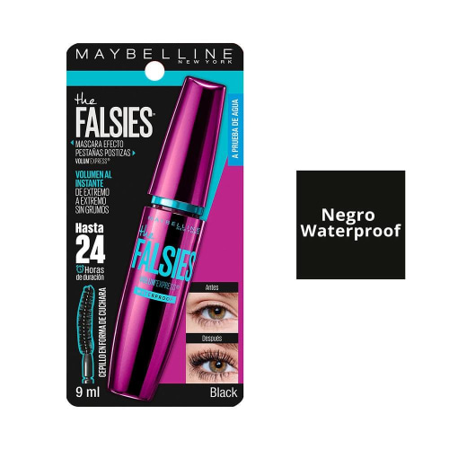 Rímel Maybelline - The Falsies Push Up Angel - à prova d'água - Very Black