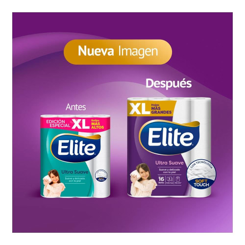 Papel Higiénico Elite Ultra Suave Xl 16 Rollos Con 220 Hojas Dobles Cu Bodega Aurrera 