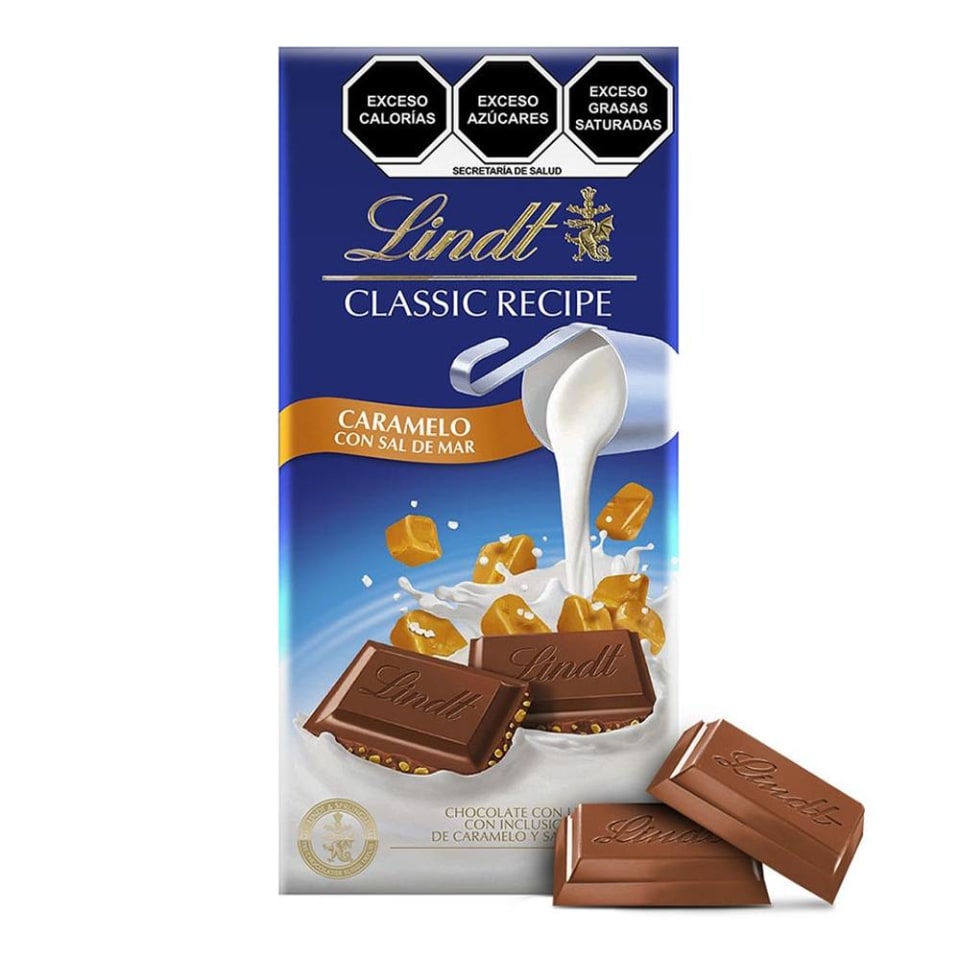 Chocolate con leche Lindt Classic Recipe con inclusiones de caramelo y sal  de mar 125 g | Walmart