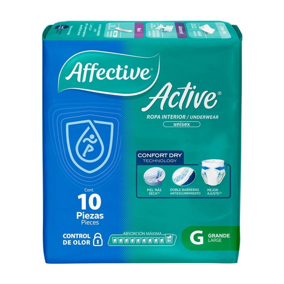 Ropa Interior para incontinencia Affective Active unisex grande 10 pzas |  Walmart