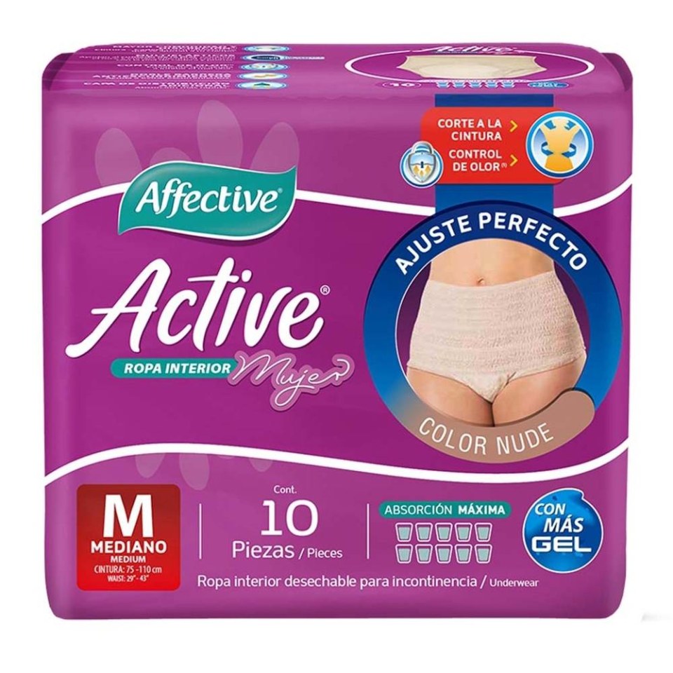 Ropa interior desechable Affective Active mediana para mujer color nude 10  pzas | Walmart