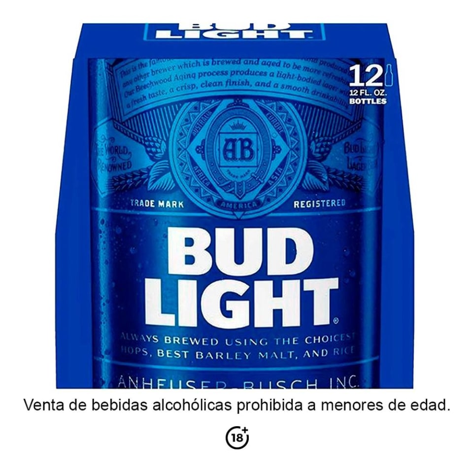Cerveza importada Bud Light 12 botellas de 355 ml c/u | Walmart